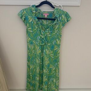 Lilly Pulitzer Vibrant Green and Blue Floral Dress, size small